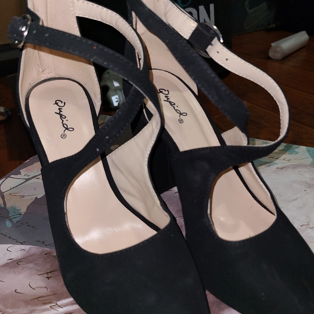 Black pointed heels